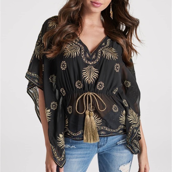 VENUS Tops - 💓Final Price💓Black and gold Embellished Handkerchief
Top SZ S & XS
